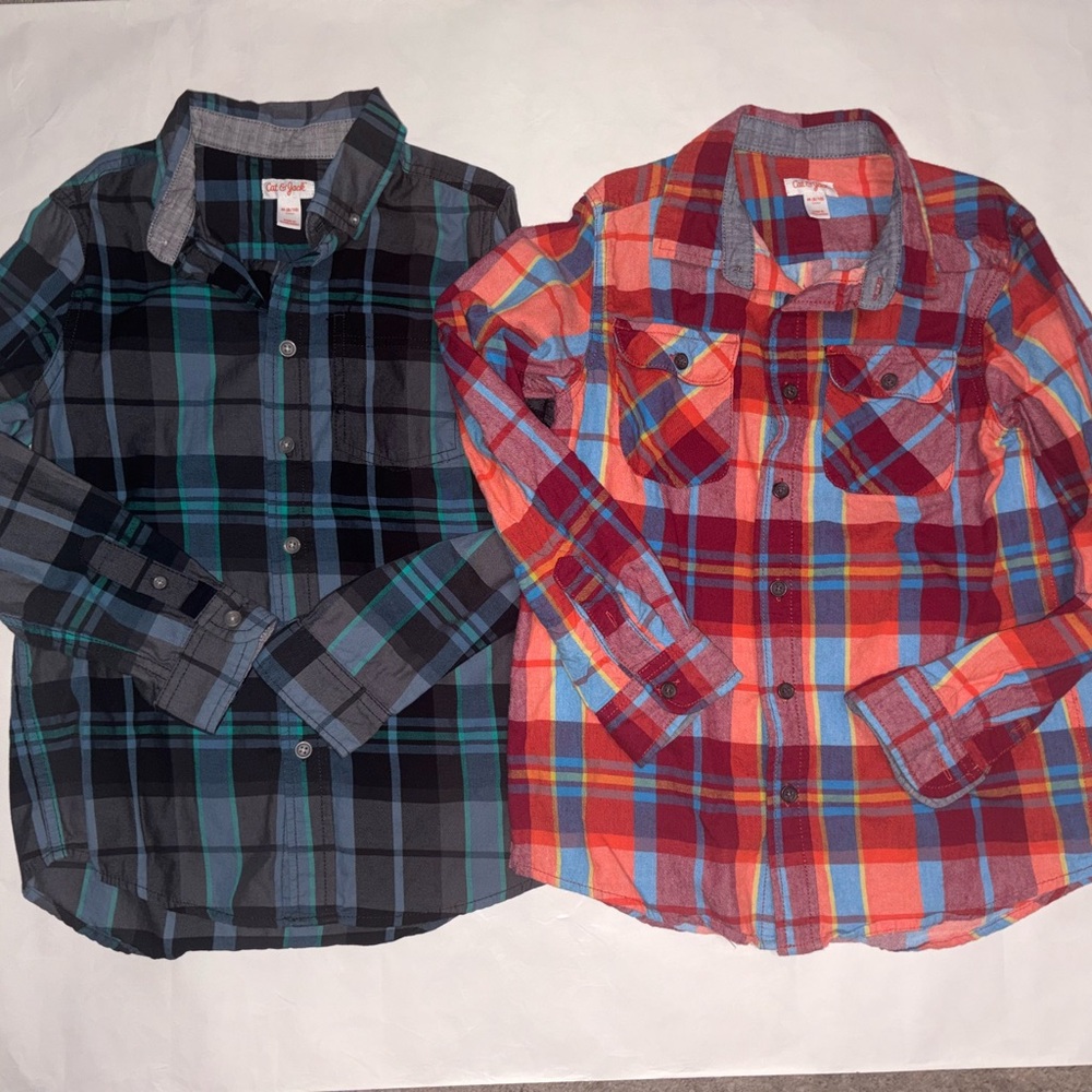 Cat & Jack Plaid Button Down Shirts - Red, Blue, and Green
